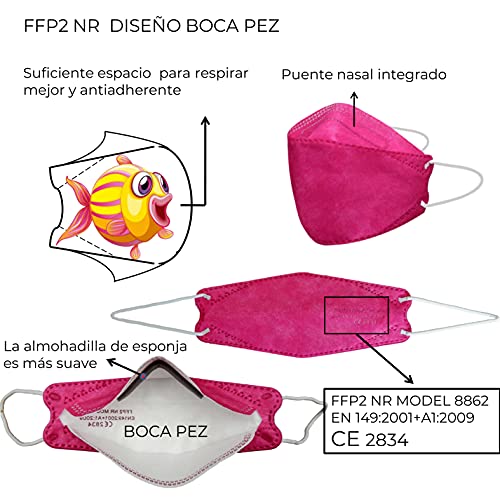 Cussi - 20x Mascarilla Protectora FFP2 NR Adulto 5 capas Colores Variados (forma de Pez) + Mask Case color aleatorio (20)