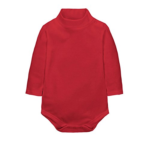 CuteOn 2 paquetes Unisexo Bebé Rompers - Cuello polo Manga Larga - 100% Algodón - Infantil Body Mono Gris + Rojo 18 Meses