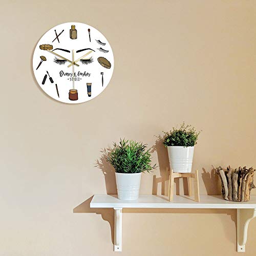 Cwanmh Salón de Belleza Cejas pestañas Estudio Logo en la Pared Esteticista látigo señoras Tienda Reloj de Pared Belleza Reloj Exclusivo Mural 30x30cm