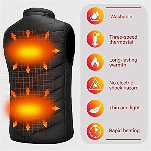 Cxcdxd Chaleco Térmico Eléctrico Doble Bolsillo Negro Rip Stop Chalecos Térmicos Hombre Lavable Invierno Motocicleta Camiseta para Camping Senderismo Esquí Pesca - Chaleco de Caza