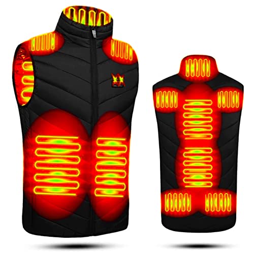 Cxcdxd Chaleco Térmico Eléctrico Doble Bolsillo Negro Rip Stop Chalecos Térmicos Hombre Lavable Invierno Motocicleta Camiseta para Camping Senderismo Esquí Pesca - Chaleco de Caza