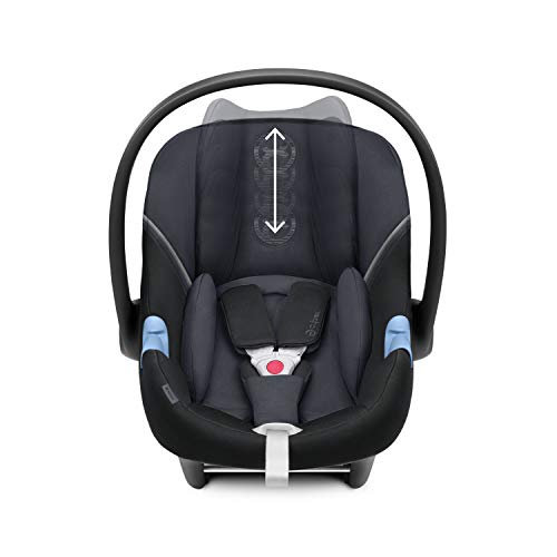 CYBEX Gold Portabebé Aton M i-Size, En contra de la marcha, Incluye reductor para recién nacido, Para niños de 45 cm a 87 cm, Máx. 13 kg, Granite Black