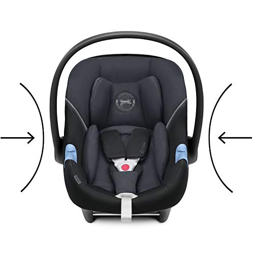 CYBEX Gold Portabebé Aton M i-Size, En contra de la marcha, Incluye reductor para recién nacido, Para niños de 45 cm a 87 cm, Máx. 13 kg, Granite Black