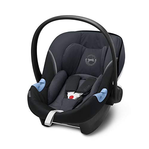 CYBEX Gold Portabebé Aton M i-Size, En contra de la marcha, Incluye reductor para recién nacido, Para niños de 45 cm a 87 cm, Máx. 13 kg, Granite Black