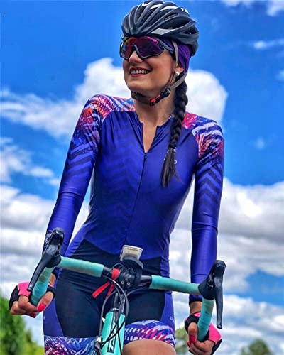 CYTSH Triatlón, Mono de Ciclismo para Mujer, Conjunto de Jersey de equitación, Ropa de Manga Larga, Traje de MTB, Traje de Bicicleta, Kits de Uniforme (Color : 3, Size : X-Large)