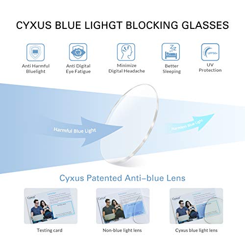 Cyxus Gafas Anti Luz Azul de Marco de metal Anti Tensión de Ojos [Mejor Sueño] (Lentes Transparentes) Unisexo (Hombres/Mujeres) (Negro/Oro)