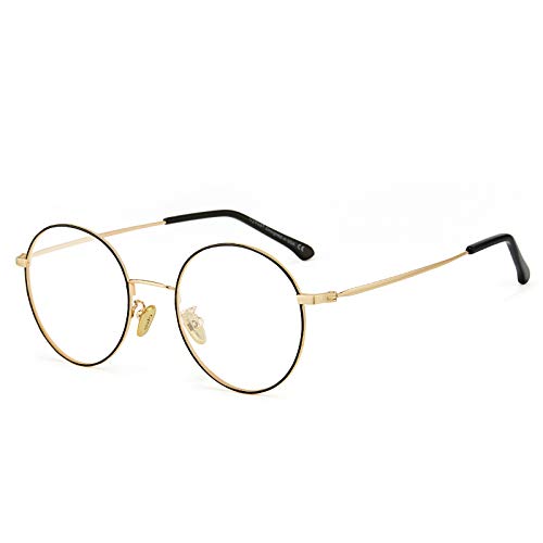 Cyxus Gafas Anti Luz Azul de Marco de metal Anti Tensión de Ojos [Mejor Sueño] (Lentes Transparentes) Unisexo (Hombres/Mujeres) (Negro/Oro)