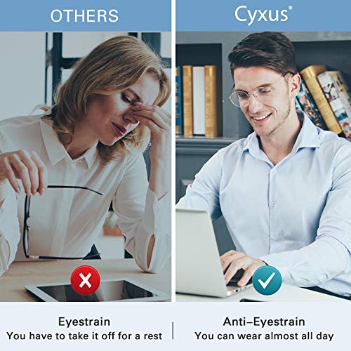 Cyxus Gafas Anti Luz Azul de Marco de metal Anti Tensión de Ojos [Mejor Sueño] (Lentes Transparentes) Unisexo (Hombres/Mujeres) (Negro/Oro)