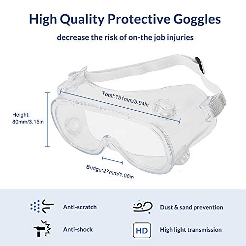 Cyxus Gafas de Seguridad, Gafas de Seguridad Antiniebla con Válvula Respiratoria para Protección Ocular