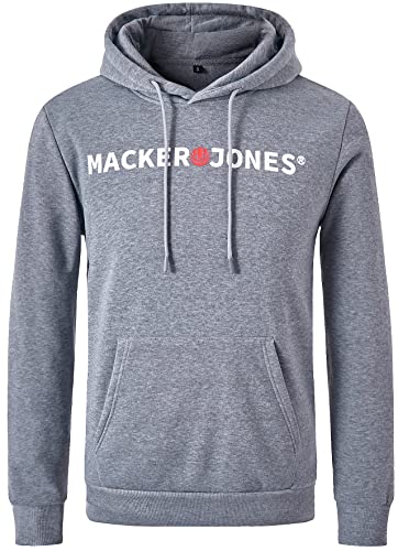 DAFENP Sudaderas Hombres con Capucha Forrado Caliente Sudadera Deportivo Invierno Hoodie Manga Larga Cordón con Bolsillo WY71055M-Grey-L