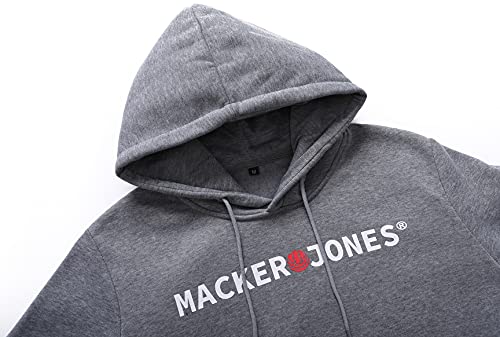 DAFENP Sudaderas Hombres con Capucha Forrado Caliente Sudadera Deportivo Invierno Hoodie Manga Larga Cordón con Bolsillo WY71055M-Grey-L