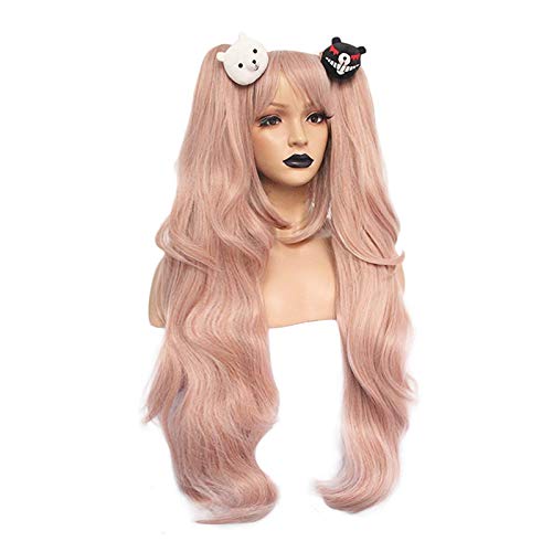 Danganronpa: Trigger Happy Havoc Women Enoshima Junko Peluca de cosplay Enoshima Junko Juego de roles Colas de caballo con osos Horquillas