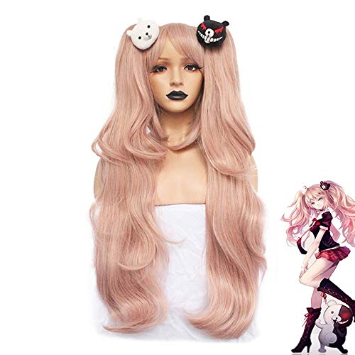 Danganronpa: Trigger Happy Havoc Women Enoshima Junko Peluca de cosplay Enoshima Junko Juego de roles Colas de caballo con osos Horquillas
