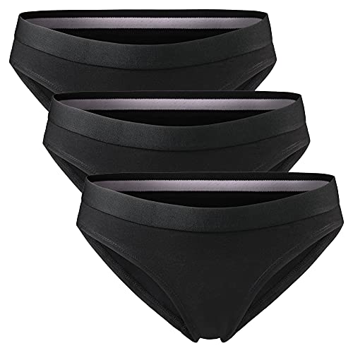 DANISH ENDURANCE Braguita Estilo Bikini Slip de Algodón Orgánico, Pack de 3, Negro, Gris, Azul (Negro, X-Small)