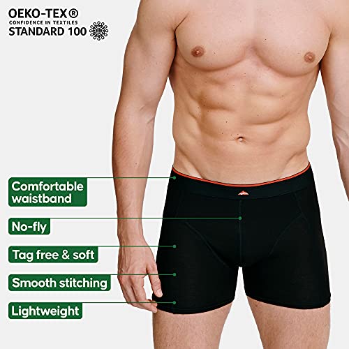 DANISH ENDURANCE Calzoncillos Boxer de Bambú para Hombre, Pack de 3, Ropa Interior Antibacteriana y Ultra Suave, Ajustados, Comodidad Superior, Negro, Blanco, Gris, Multipack (Negro, Large)