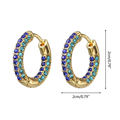 DANLINI Pendientes de aro con Forma de Anillo Pendientes de puño chapados en Oro de Cristal Colorido Regalo de Moda, Azul
