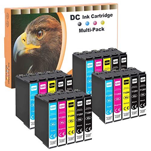 D&C 20x cartuchos de tinta compatibles con Epson 129XL 129 para Workforce WF-3520 WF-3540 WF-7525 WF-7515 Stylus SX-235 SX-425 SX-445 SX-535 Office BX-630 (8 negro, 4 cian, 4 magenta, 4 amarillo)