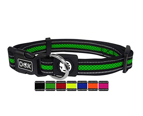 DDOXX Collar Perro Air Mesh, Ajustable, Reflectante, Acolchado | Muchos Colores & Tamaños | para Perros Pequeño, Mediano y Grande | Collares Accesorios Gato Cachorro | Verde, S