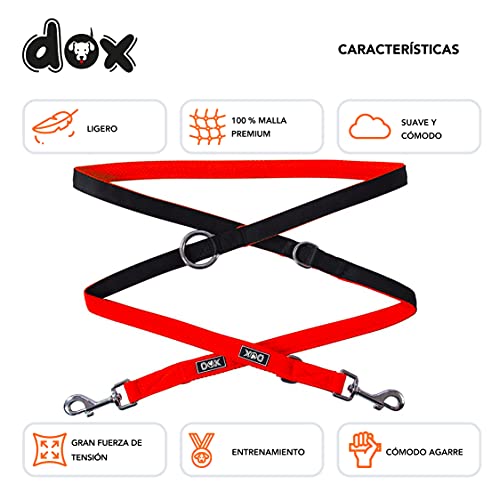 DDOXX Correa Perro Multiposición Air Mesh, Ajustable en 3 tamaños, 2m | Muchos Colores & Tamaños | para Perros Pequeño, Mediano y Grande | Correa Accesorios Doble 2 Gato Cachorro | Naranja, XS