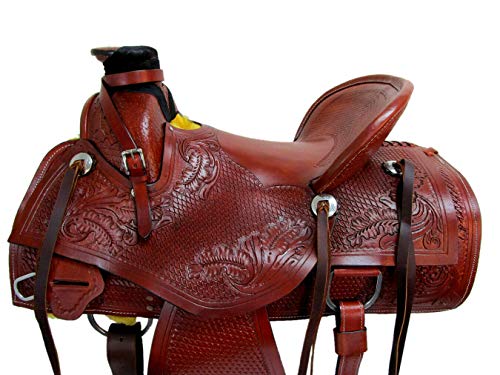 Deen, Enterprises, Wade Tree A Fork - Silla de montar de caballo de trabajo de cuero occidental, tamaño 14 a 18 pulgadas, asiento disponible (asiento de 17 pulgadas)
