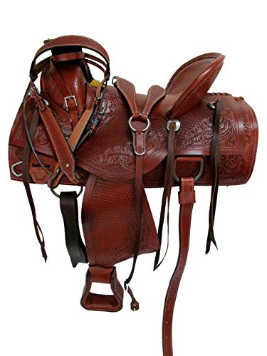 Deen, Enterprises, Wade Tree A Fork - Silla de montar de caballo de trabajo de cuero occidental, tamaño 14 a 18 pulgadas, asiento disponible (asiento de 17 pulgadas)