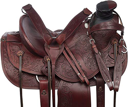 Deen, Enterprises, Wade Tree A Fork - Silla de montar para caballo de trabajo de cuero occidental, tamaño de 35,5 a 45,7 cm, asiento disponible (asiento de 35,5 cm)