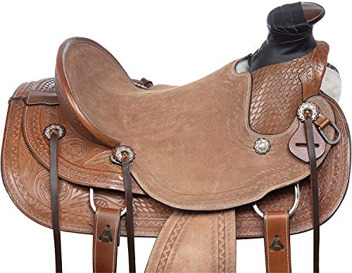 Deen, Enterprises, Wade Tree A Fork - Silla de montar para caballo de trabajo de cuero occidental, tamaño de 35,5 a 45,7 cm, asiento disponible (asiento de 17,5 pulgadas)