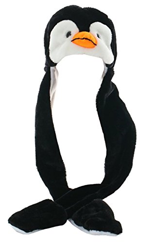 DELEY Unisex Animal Peluche Sombrero Con Larga Bufanda Guantes Orejeras Beanie Halloween Navidad Trajes De Carnaval Penguin