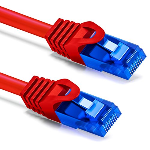 deleyCON 3m CAT.6 Ethernet Gigabit LAN Cable de Red RJ45 CAT6 Cable de Conexión U/UTP Compatible con CAT.5 CAT.5e CAT.6a Cat.7 - Rojo