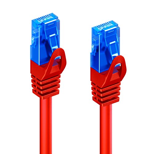 deleyCON 3m CAT.6 Ethernet Gigabit LAN Cable de Red RJ45 CAT6 Cable de Conexión U/UTP Compatible con CAT.5 CAT.5e CAT.6a Cat.7 - Rojo