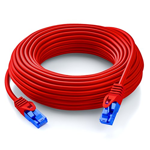 deleyCON 3m CAT.6 Ethernet Gigabit LAN Cable de Red RJ45 CAT6 Cable de Conexión U/UTP Compatible con CAT.5 CAT.5e CAT.6a Cat.7 - Rojo