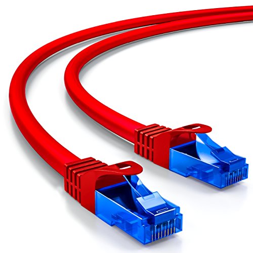 deleyCON 3m CAT.6 Ethernet Gigabit LAN Cable de Red RJ45 CAT6 Cable de Conexión U/UTP Compatible con CAT.5 CAT.5e CAT.6a Cat.7 - Rojo