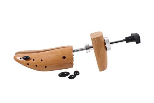 Delfa Alargador de zapatos de madera de haya, 1 unidad, con mecanismo de 2 vías, de metal, ancho y longitud extensible, beige, S 34-36 Da.