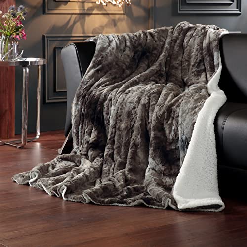 Delindo Lifestyle® Kingston - Manta de piel sintética (220 x 240 cm), color gris