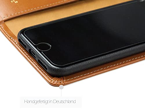 Delon VARONE - Funda personalizada compatible con iPhone 13 Boxcalf de piel marrón, con tarjetero plegable, para hombre y mujer