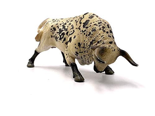 Deqube- Bravo Ensabanado Embistiendo Figura de toro, Color blanco, 17x8x4,2 (1)