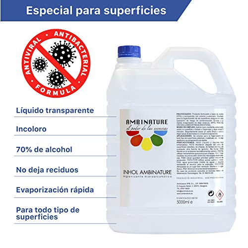 Desinfectante superficie hidroalcoholica 5 litros desinfectante liquido antiseptico antibacteriano jabon antiséptico a base de alcohol ideal para rellenar en spray