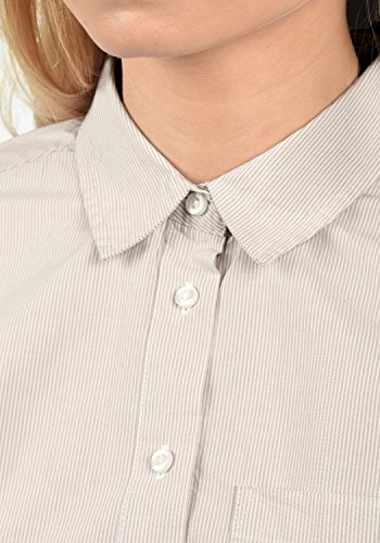 Desires Drina Blusa Camisa Mangas Largas para Mujer con Rayada De 100% Algodón Business Look Loose- Fit, tamaño:L, Color:Simple Taupe (0162)