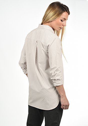 Desires Drina Blusa Camisa Mangas Largas para Mujer con Rayada De 100% Algodón Business Look Loose- Fit, tamaño:L, Color:Simple Taupe (0162)