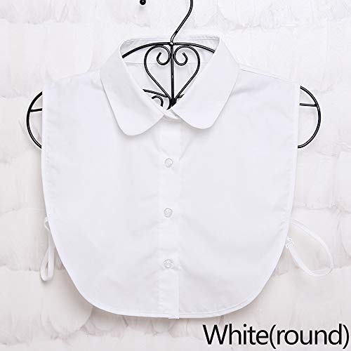 Desmontable de algodón Falso Cuello Redondo sólido Collar de Solapa Camisa decoración Mujeres niñas, Redondo Blanco