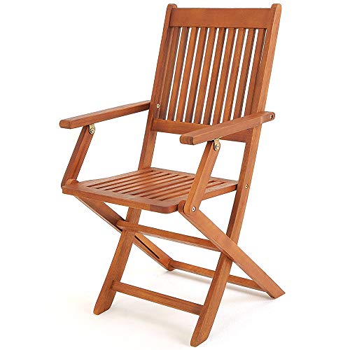 Deuba Set de 2 sillas 'Sydney' Plegables de Madera de Acacia Certificado FSC pre aceitada para jardín con reposabrazos