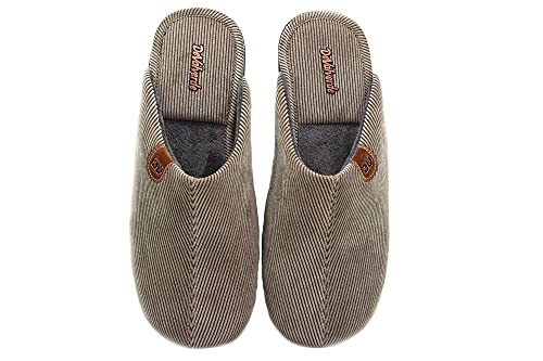 DeValverde - 3073 Taupe - Zapatilla Pantufla de IR por casa, Chinela Destalonada, Suela de Goma, para: Hombre Color: Taupe Talla:44