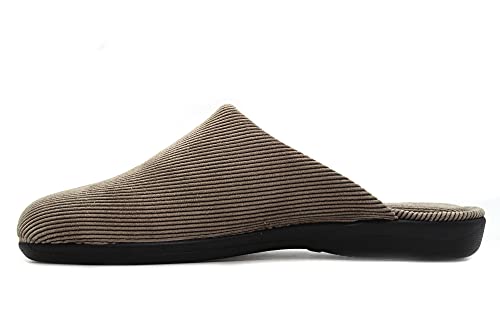 DeValverde - 3073 Taupe - Zapatilla Pantufla de IR por casa, Chinela Destalonada, Suela de Goma, para: Hombre Color: Taupe Talla:44