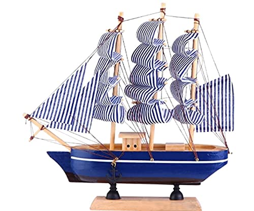 DGFgfgh Modelo de Barco de Vela de Madera Vintage Hecho a Mano Mini Estatua de velero Barco náutico Adorno de Escritorio para el hogar Oficina Artesanía Decoración Regalos de cumpleaños (Azul