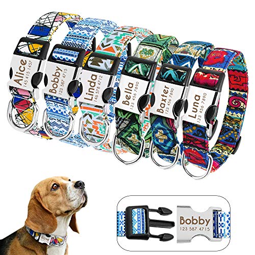 Didog - Collares personalizados para perros con hebilla de liberación rápida grabada, diseños modernos, para perros pequeños, medianos y grandes