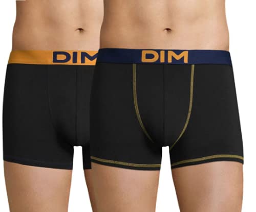 Dim Mix and Colors Bóxer, Multicolor (Noir CT Jaune Safran/Noir CT Bleu Marin/Noir CT Rouge Baie/Noir CT Aubergine Foncé 88r), Large (Pack de 4) para Hombre