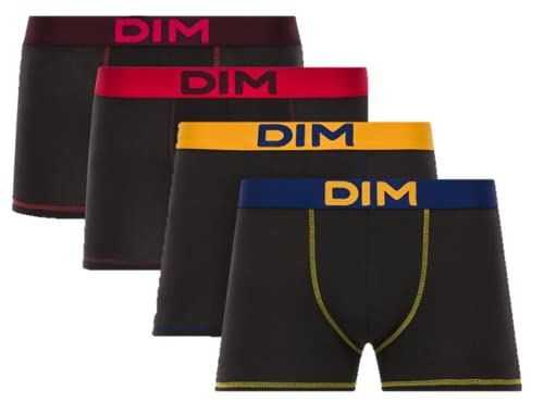 Dim Mix and Colors Bóxer, Multicolor (Noir CT Jaune Safran/Noir CT Bleu Marin/Noir CT Rouge Baie/Noir CT Aubergine Foncé 88r), Large (Pack de 4) para Hombre