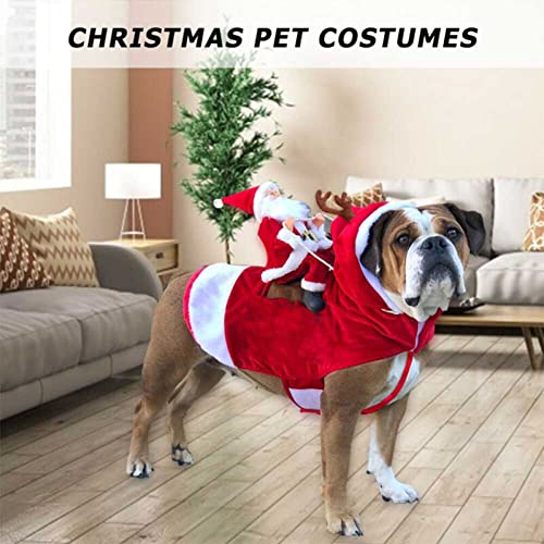 Disfraz de Navidad para perros y mascotas, Papá Noel, equitación, mascota, Navidad, perrito divertido, ciervo, ropa