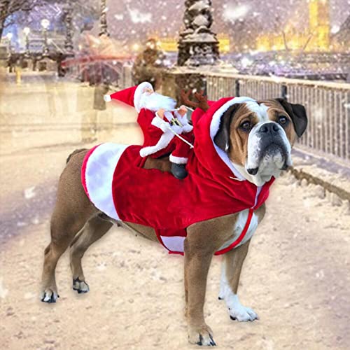 Disfraz de Navidad para perros y mascotas, Papá Noel, equitación, mascota, Navidad, perrito divertido, ciervo, ropa