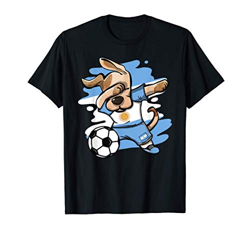 Divertido Dabbing Perro Argentina Fútbol Bandera Argentina Camiseta